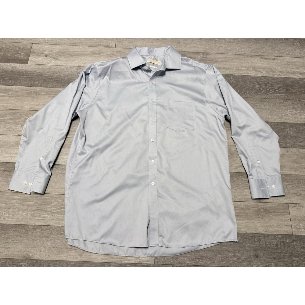 Michael Kors Men's‎ Non-Iron Dress Shirt, 17 32/33, Light Blue, Long Sleeve